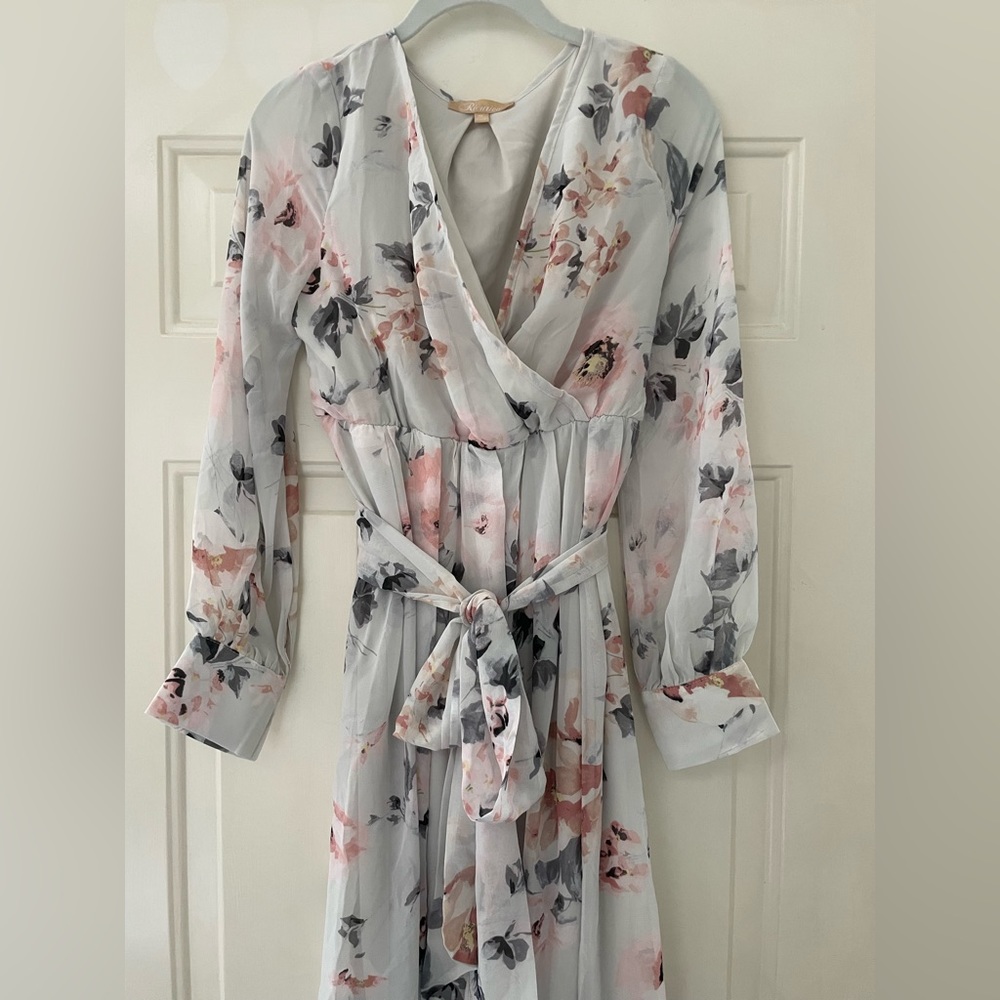 Ivory Floral Chiffon Maternity Maxi Dress